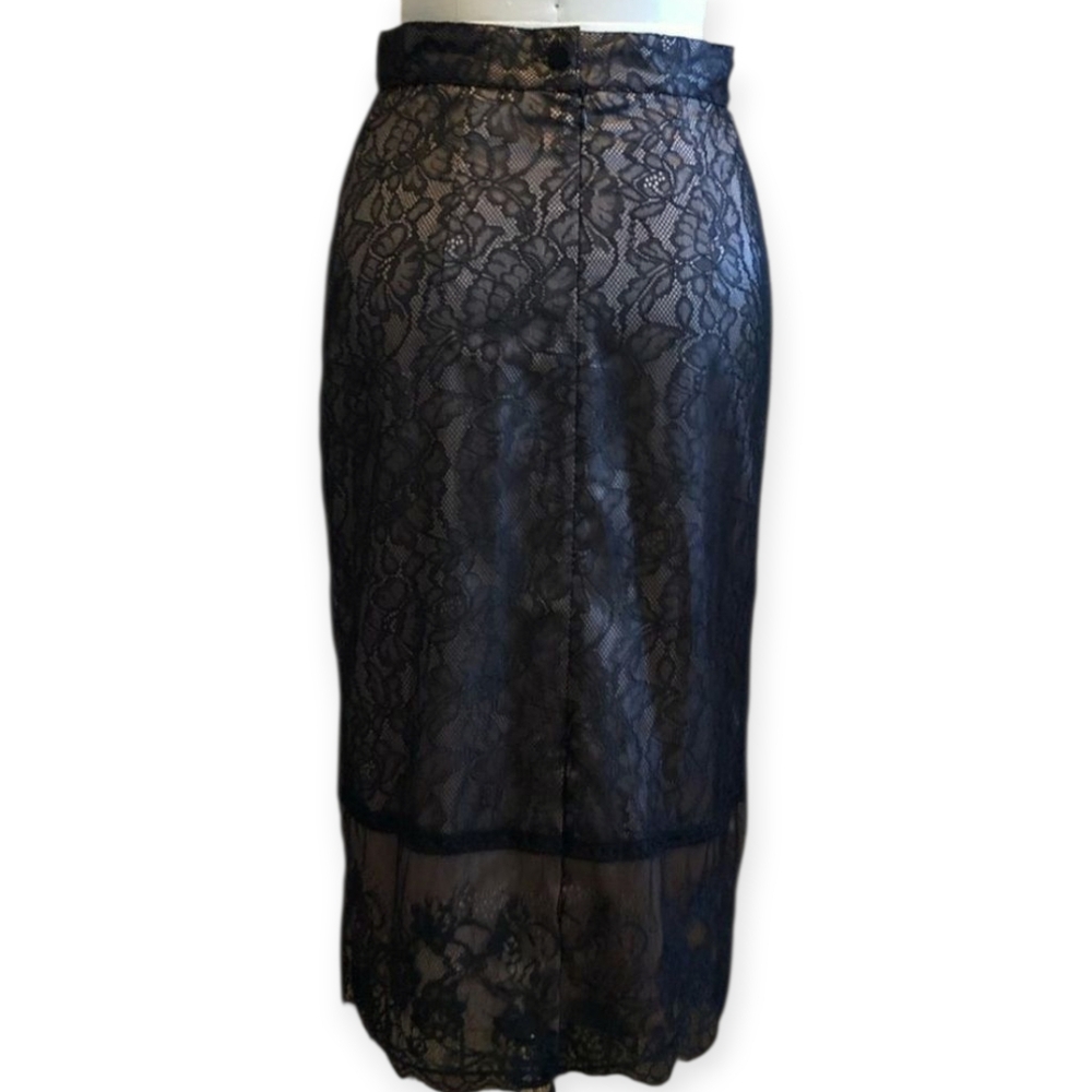 Zara Black Lace Pencil Skirt - Picture 2 of 5